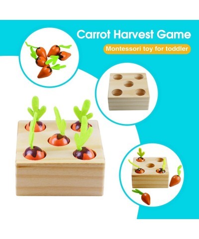 Montessori Wooden Toy for Baby Stacking Raing Toy Carrot Harvesting Magnetic Fishing Game for 3 Year Old Boy Girls Early Educ...