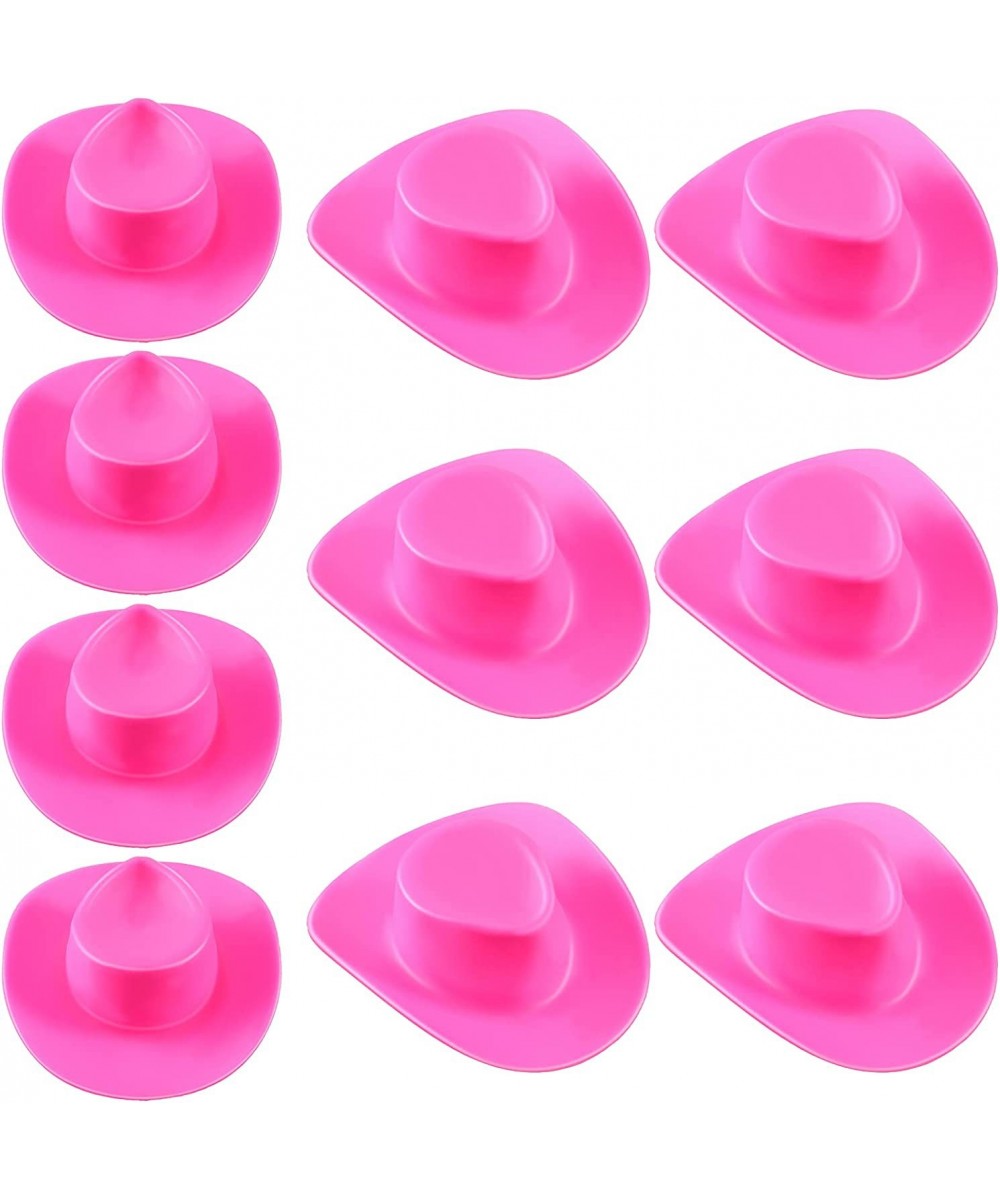 10 Pieces Tiny Cowboy Hat Mini Cowboy Hat Plastic Mini Western Cowgirl Hat Pink Cowboy Hat for Cowboy Cowgirl Doll Dress Up P...