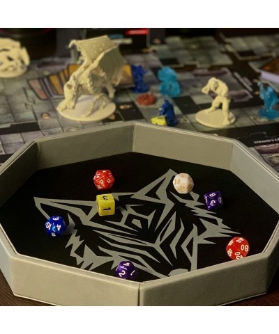 11.5 Inch Dice Tray – Black and Grey - Big Octagonal Dice Tray with Luxurious Rolling Area for RPG Table Top Gaming Like D&D ...