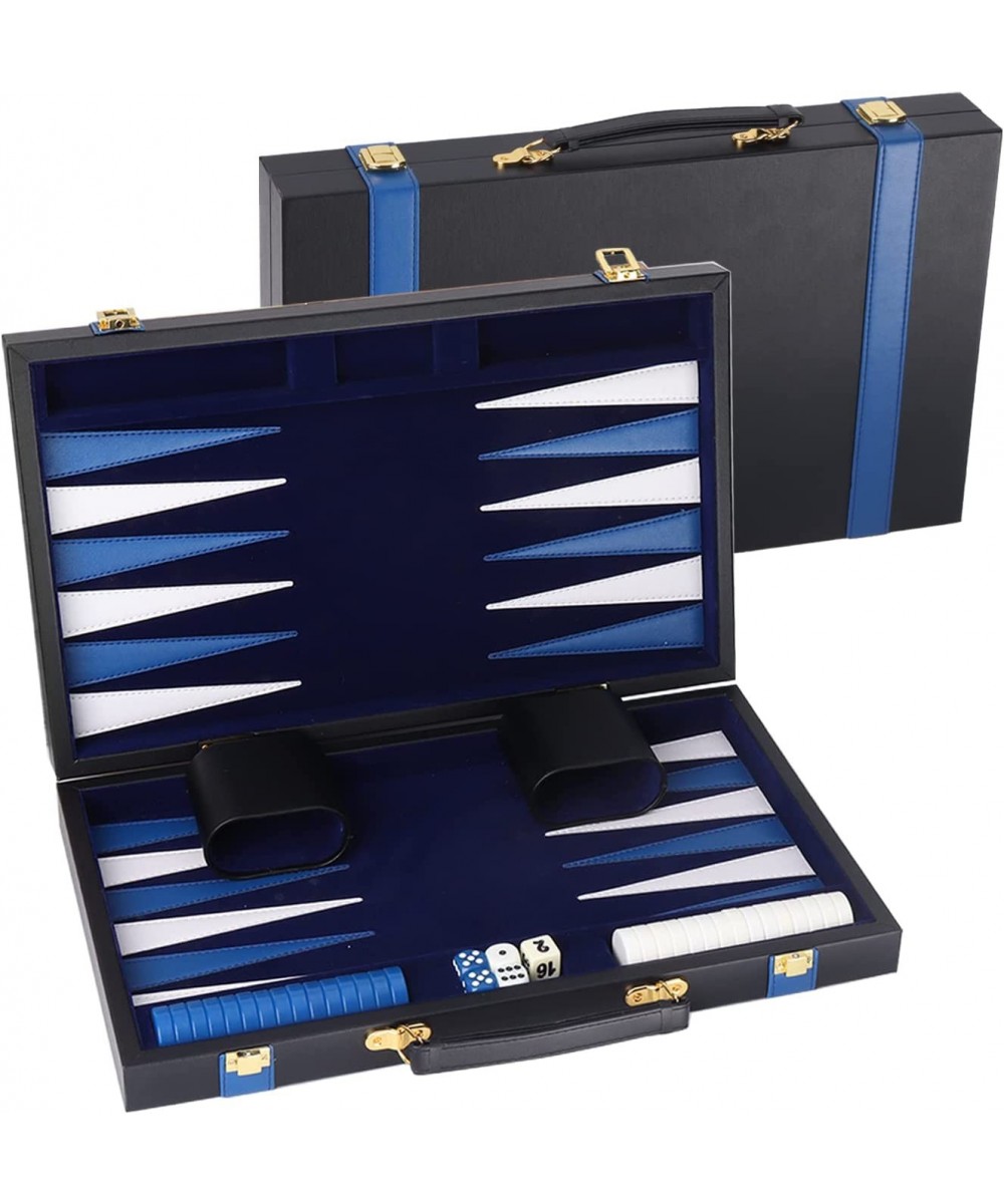 GSE Premium Leather Backgammon Board Game Set Classic Backgammon Game Set with Leather Case Travel Folding Board Game (Black&...