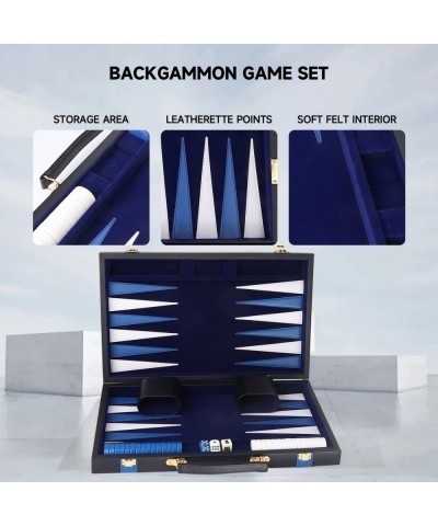 GSE Premium Leather Backgammon Board Game Set Classic Backgammon Game Set with Leather Case Travel Folding Board Game (Black&...