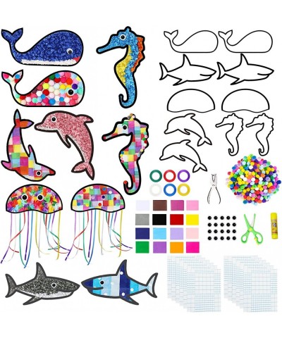 5 Patterns for Marine Animals Tissue Paper Suncatcher Crafts-Seahorse+Dolphin+Whale+Shark+Jellyfish Suncatchers Crafts with 1...