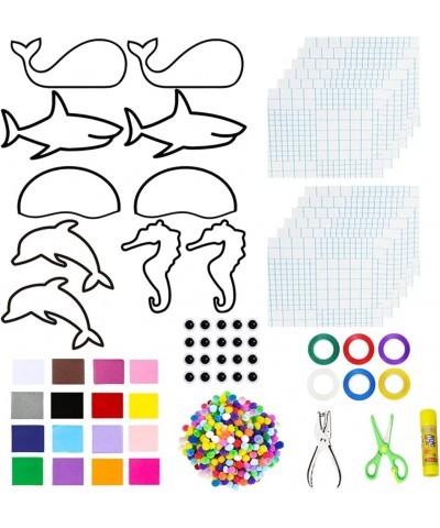 5 Patterns for Marine Animals Tissue Paper Suncatcher Crafts-Seahorse+Dolphin+Whale+Shark+Jellyfish Suncatchers Crafts with 1...