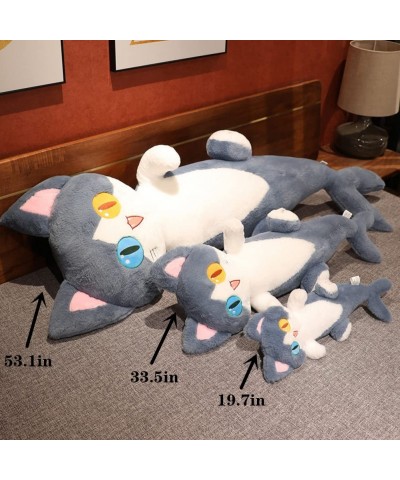 Shark Cat Stuffed Animal Plush Toy Fluffy Different Eyes Shark Cat Plushie Doll Soft Hugging Sleeping Plush Pillow for Kid Ha...