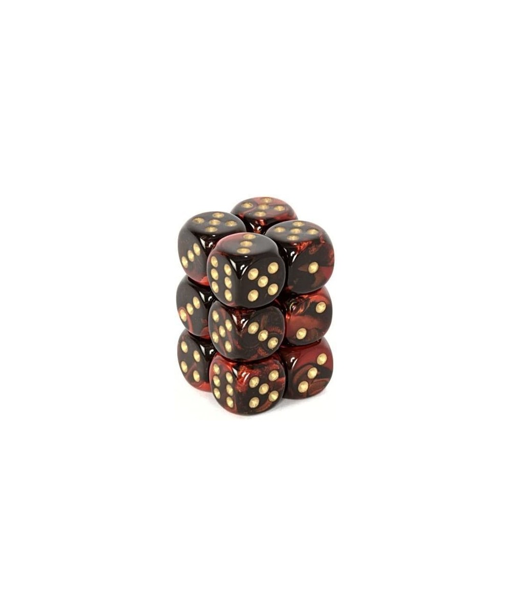 Gemini Opaque 16mm d6 Black-red with gold Dice Block $22.00 Game Accessories