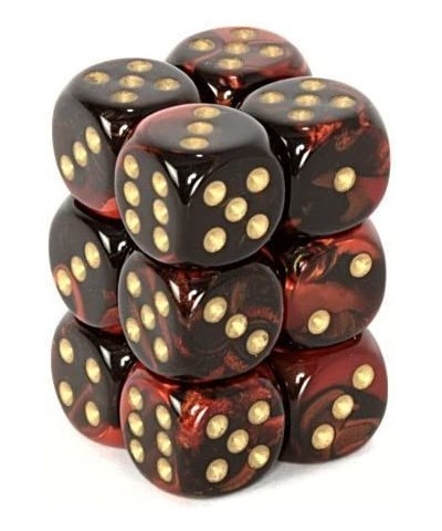 Gemini Opaque 16mm d6 Black-red with gold Dice Block $22.00 Game Accessories