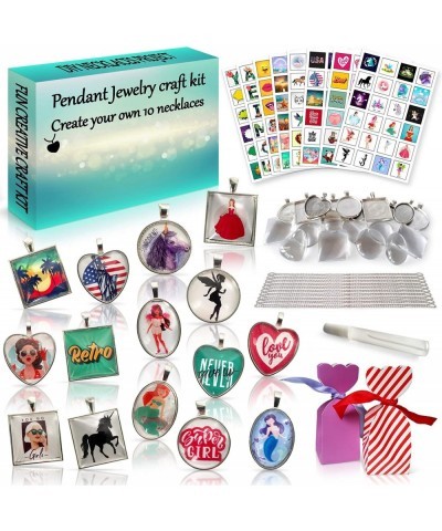 DIY Pendant Jewelry Making Kit (10-in-1) Arts and Crafts for Girls Make Your Own Pendant Necklace Craft Kit Project Custom Ne...