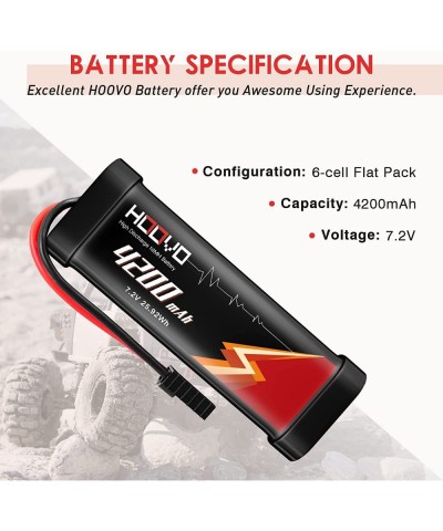 7.2V NiMH Battery 4200mAh High Power RC Battery with Tracxas Plug Compatible with 1/10-scale RC Car Associated Truck Boat Tan...