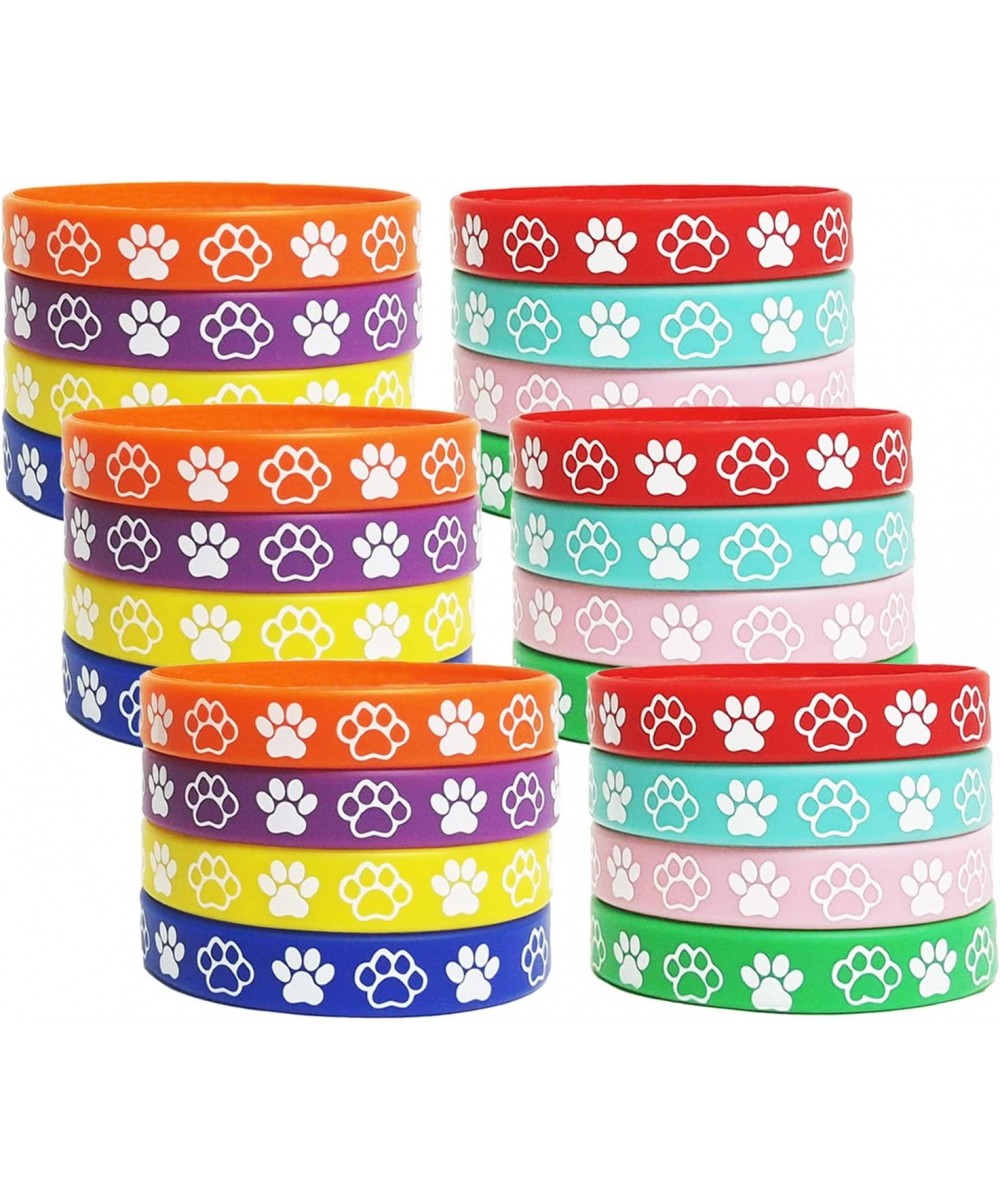 48PCS Dog Paw Themed Party Rubber Bracelets - Paw Print Baby Shower Birthday Puppy Party Favors Supplies Decorations Goodie B...