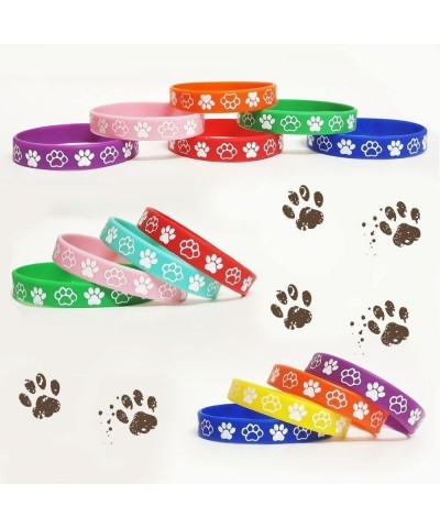 48PCS Dog Paw Themed Party Rubber Bracelets - Paw Print Baby Shower Birthday Puppy Party Favors Supplies Decorations Goodie B...