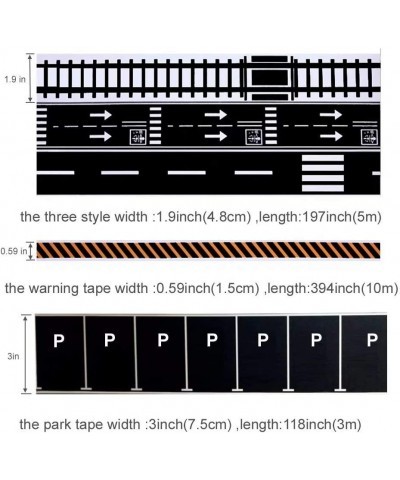 Play Road Tape for Toy Cars & Trains Black Tape 3 Rolls Road Tape 197 inch by 1.9 inch Packing Traffic Signs Tape Stick to Fl...