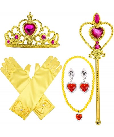 Princess Dress Up Costume Accessories Elsa Set For Princess Cosplay Gloves Tiara Wand and Fancy Long Cape(6 Pieces) (yellow) ...