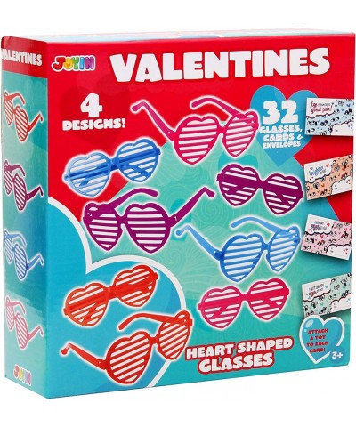 32 Packs Valentines Day Shade Glasses with Gift Cards Heart Shaped Shutter Glasses Heart Glasses Valentines Day Accessories f...