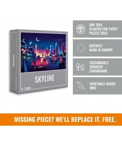 Skyline Puzzle | Bright Cityscape 1000-Piece Jigsaw Puzzles for Adults with Cool Neon Colors and Challenging Gradient Design ...