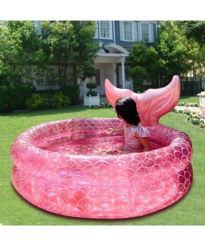 Inflatable Backyard Kiddie Pools Mermaid Garden Round Swimming Pool for Kids Kiddie Paddling Pool Indoor&Outdoor Toddler Wate...