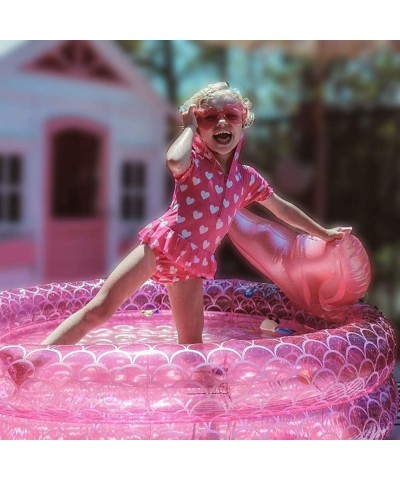 Inflatable Backyard Kiddie Pools Mermaid Garden Round Swimming Pool for Kids Kiddie Paddling Pool Indoor&Outdoor Toddler Wate...