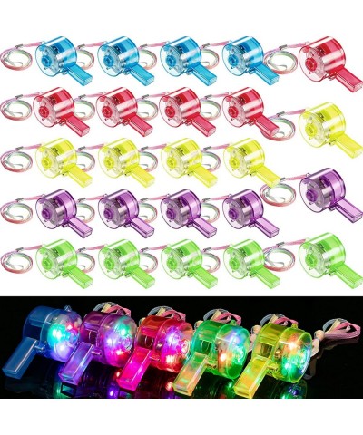 24 Pieces Glow Whistles Party Supplies LED Light up Whistle with Lanyard Necklace Colorful Glow in the Dark Fun Party Favor f...