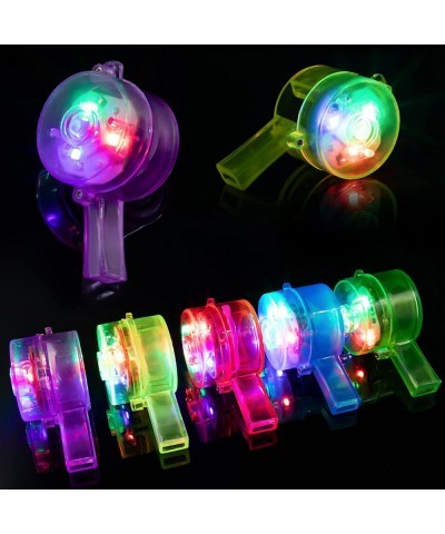 24 Pieces Glow Whistles Party Supplies LED Light up Whistle with Lanyard Necklace Colorful Glow in the Dark Fun Party Favor f...