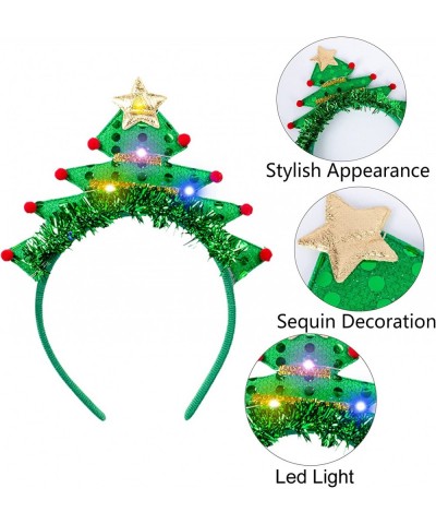 Pack of 6 Light up Christmas Headbands Bow Christmas Tree Elf Hat Reindeer Antlers Headband LED Christmas Hair Accessories fo...