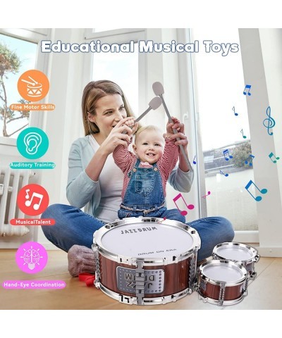 Kids Drum Set Toddler Jazz Drum Kit 10 PCS Toys 5 Drums with Stool Pedal Percussion Musical Instruments Drum Toy Early Educat...