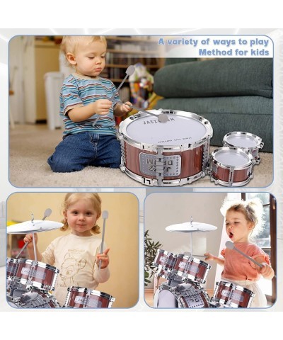 Kids Drum Set Toddler Jazz Drum Kit 10 PCS Toys 5 Drums with Stool Pedal Percussion Musical Instruments Drum Toy Early Educat...