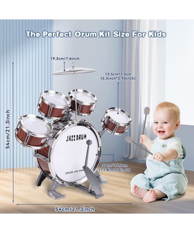 Kids Drum Set Toddler Jazz Drum Kit 10 PCS Toys 5 Drums with Stool Pedal Percussion Musical Instruments Drum Toy Early Educat...