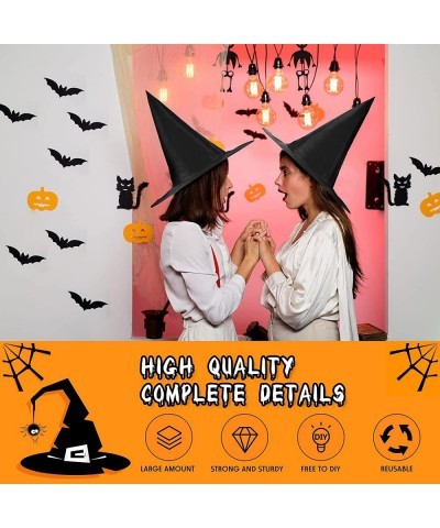 2 Pieces Halloween Black Witch Hat Adult Wizard Cap Fancy Dress Accessory 24 Pieces Halloween 3D Scary Bat Wall Decals Sticke...