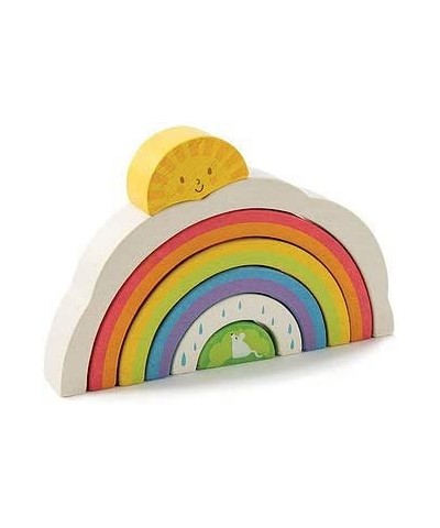 Rainbow Tunnel - 7 Pcs Beautiful Wooden Rainbow Stacker - Colorful Rainbow Stacking Toy - Size and Color Recognition - Cognit...