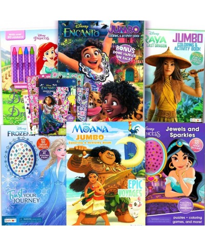 Disney Princess Coloring Book Set for Kids - Activities Stickers and Games - Featuring Disney Princess Frozen Moana and Raya ...