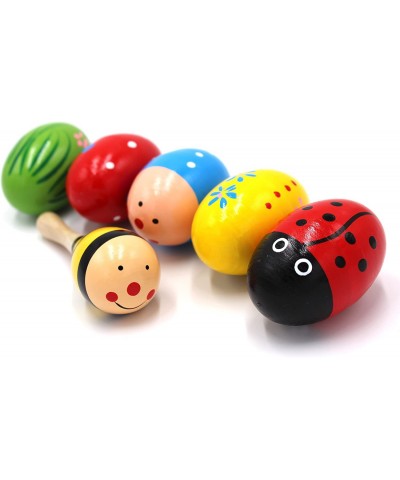 Set of 6 - 5PCS Adorable Wooden Egg Maracas Musical Colorful Percussion Easter Egg Shakers(Assorted Color) & 1 PCS Mini Woode...