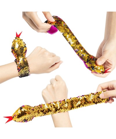 18PCS Snake Snap Bracelet Slap Toy Reptile Sequin Slap Bracelets for Kids Boys Girls Simulation Animals Wristband Headbands R...