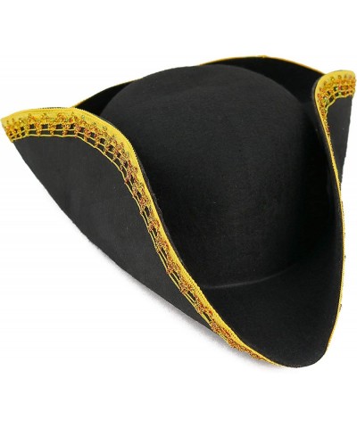 Colonial Black Tricorn Hat - Revolutionary War Costume Tricorner Deluxe Hat with Gold Trimming $34.74 Kids' Dress-Up Accessories