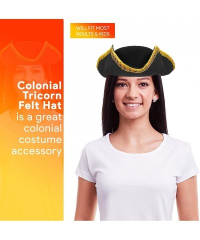 Colonial Black Tricorn Hat - Revolutionary War Costume Tricorner Deluxe Hat with Gold Trimming $34.74 Kids' Dress-Up Accessories