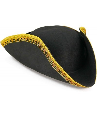 Colonial Black Tricorn Hat - Revolutionary War Costume Tricorner Deluxe Hat with Gold Trimming $34.74 Kids' Dress-Up Accessories