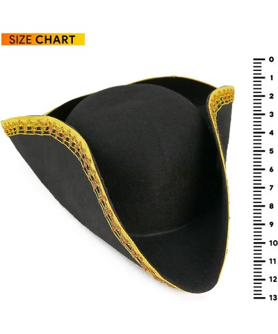 Colonial Black Tricorn Hat - Revolutionary War Costume Tricorner Deluxe Hat with Gold Trimming $34.74 Kids' Dress-Up Accessories