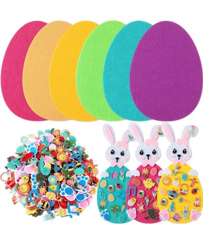 24 Pcs Easter Felt Crafts Easter Rabbit Eggs DIY Felt Craft Ornaments with Hanging Craft Kits for Kids Easter Birthday Party ...