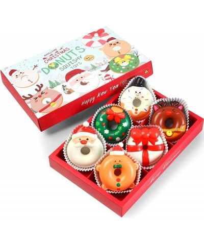 6 Pack Christmas Donut Squishy Toys Slow Rising Super Soft Squeeze Stress Relief Gifts: Santa Reindeer Snowman Gingerbread Ma...