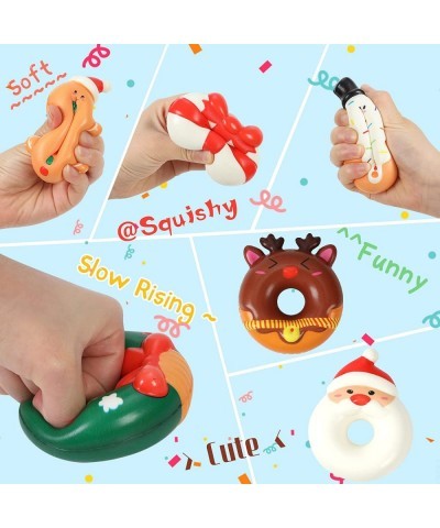 6 Pack Christmas Donut Squishy Toys Slow Rising Super Soft Squeeze Stress Relief Gifts: Santa Reindeer Snowman Gingerbread Ma...