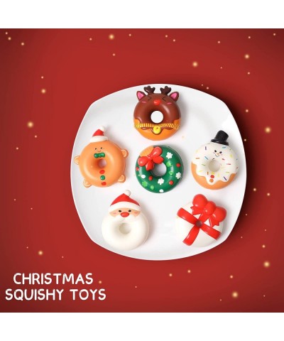 6 Pack Christmas Donut Squishy Toys Slow Rising Super Soft Squeeze Stress Relief Gifts: Santa Reindeer Snowman Gingerbread Ma...