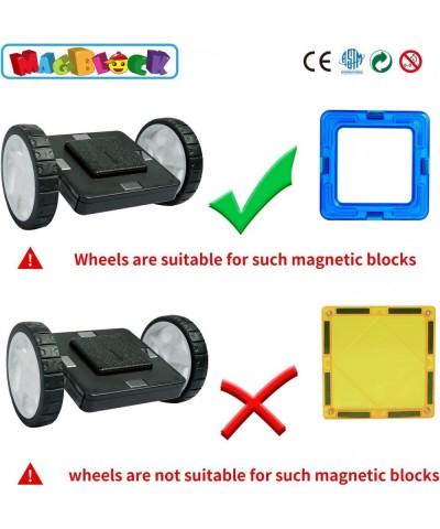 4 Pieces Wheels Set Compatible with Other Brands of Standard Size Square Shape with Hole Magnetic Blocks are not Suitable to ...