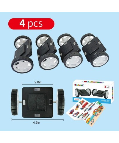 4 Pieces Wheels Set Compatible with Other Brands of Standard Size Square Shape with Hole Magnetic Blocks are not Suitable to ...