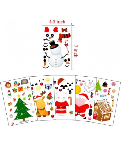 Make Your Own Christmas Stickers for Kids 35 Pack Make a Face Stickers with Santa Reindeer Snowman Bear Christmas Tree Candy ...