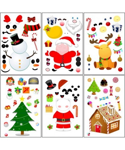 Make Your Own Christmas Stickers for Kids 35 Pack Make a Face Stickers with Santa Reindeer Snowman Bear Christmas Tree Candy ...