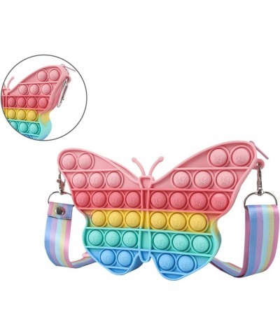 2Pcs Rainbow Cat & Butterfly Pop Fidget Sensory Toy Bags Pack Stress Relief Popping Bubble Purse Silicone Squeeze Toy for Gir...