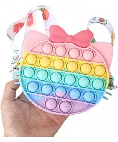 2Pcs Rainbow Cat & Butterfly Pop Fidget Sensory Toy Bags Pack Stress Relief Popping Bubble Purse Silicone Squeeze Toy for Gir...