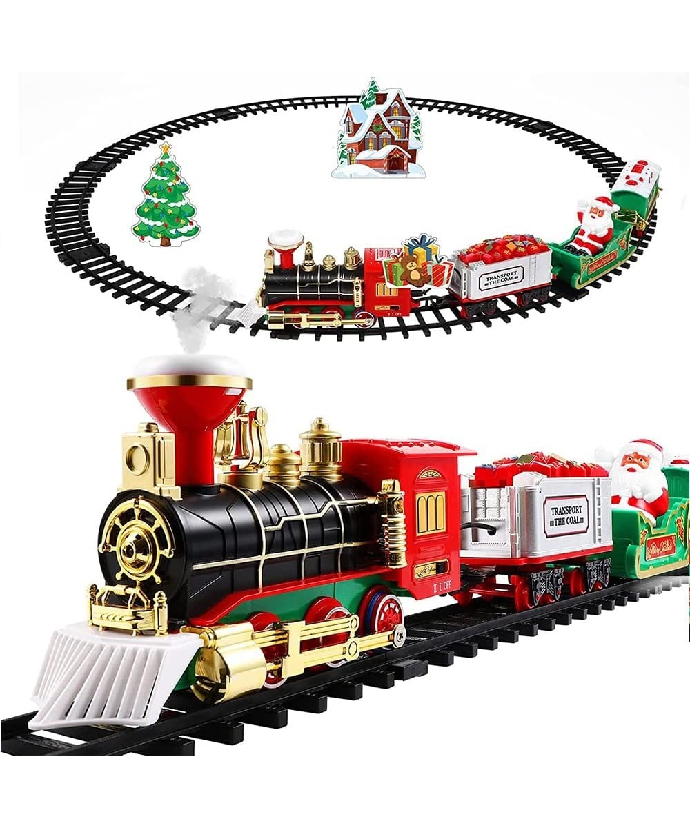 Christmas Electric Toy Train Set Train Toy Set Track Elevated with Locomotive Santa Claus Snowman Xmas Tree Easy Assemble Ele...