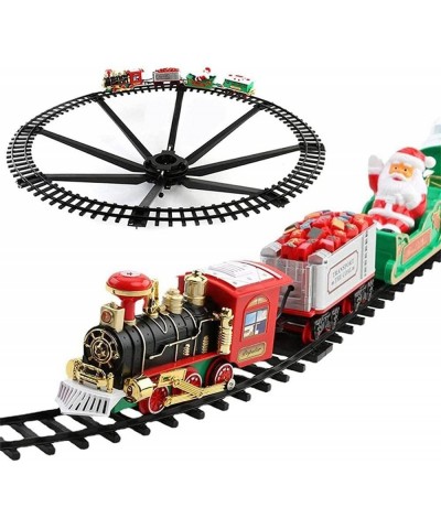 Christmas Electric Toy Train Set Train Toy Set Track Elevated with Locomotive Santa Claus Snowman Xmas Tree Easy Assemble Ele...