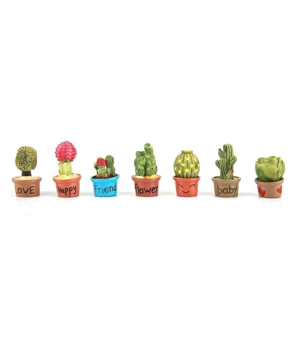 7 Pcs Miniature Garden Ornaments Tiny Cactus Miniature Succulent Plants Pot Dollhouse Decoration Mini Plant $16.19 Dollhouse ...