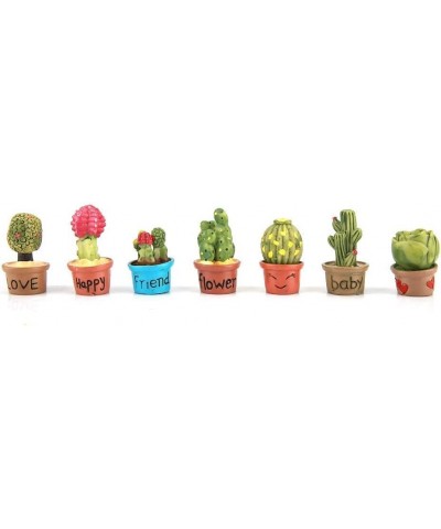 7 Pcs Miniature Garden Ornaments Tiny Cactus Miniature Succulent Plants Pot Dollhouse Decoration Mini Plant $16.19 Dollhouse ...