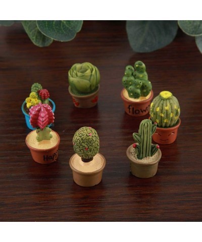 7 Pcs Miniature Garden Ornaments Tiny Cactus Miniature Succulent Plants Pot Dollhouse Decoration Mini Plant $16.19 Dollhouse ...